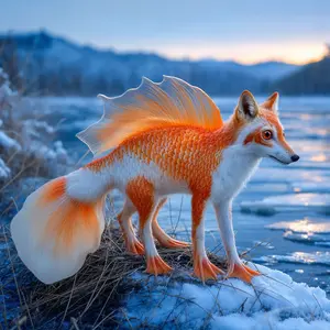 Arctic fox + Goldfish